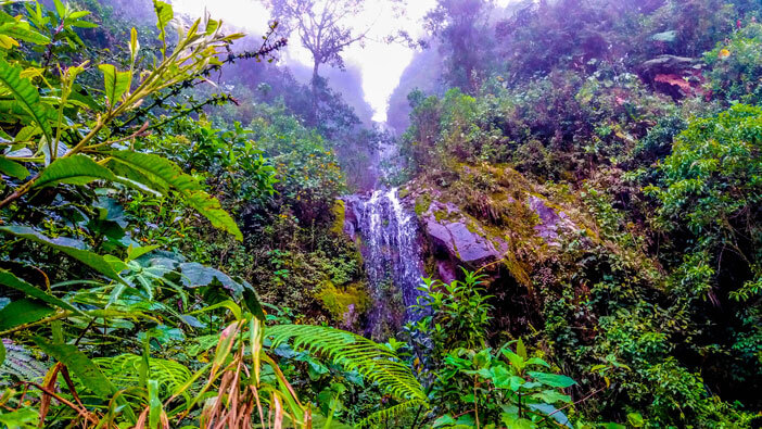 waterfall during helicopter tour to Jardin, Antioquia