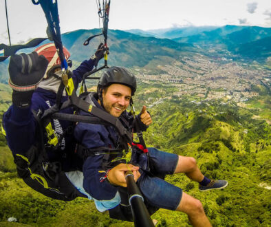 tandem paragliding over Medellin