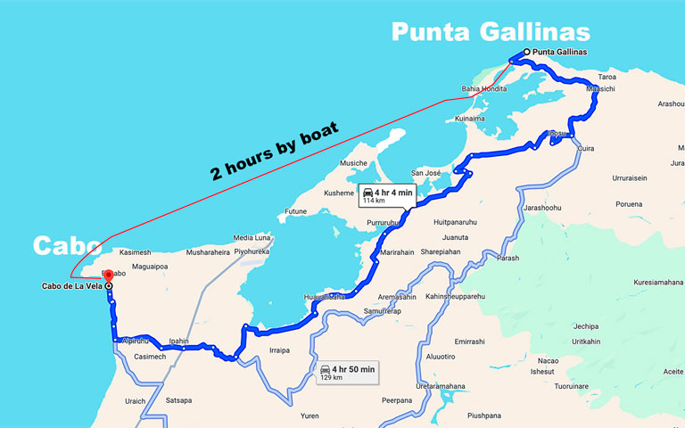 Boat ride map guajira tours