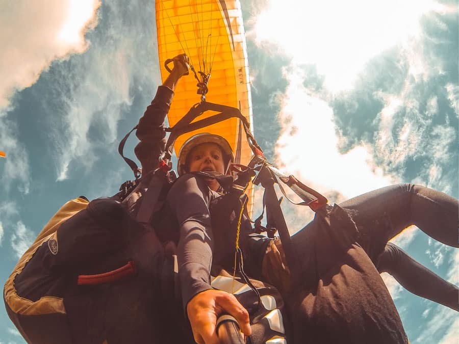 Tandem paraglider flight