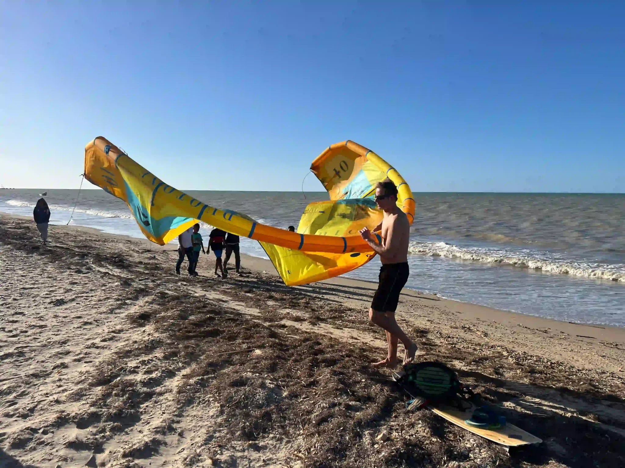 kitesurfers on the beach during a kite trip Colombia